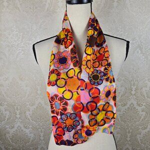 Long Narrow Oblong Scarf/Purse Twilly Colorful Layered Circles Flowers Retro